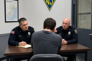 Person speaking with law enforcement during a criminal investigation in New Jersey