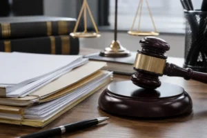 Legal documents and gavel representing DWI record consequences at The Law Office of Matthew V. Portella, LLC New Jersey