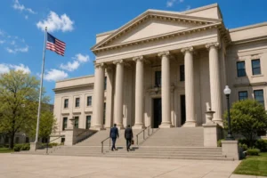 Exterior view of a New Jersey courthouse where municipal court proceedings are held